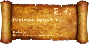 Rosinger Agenór névjegykártya